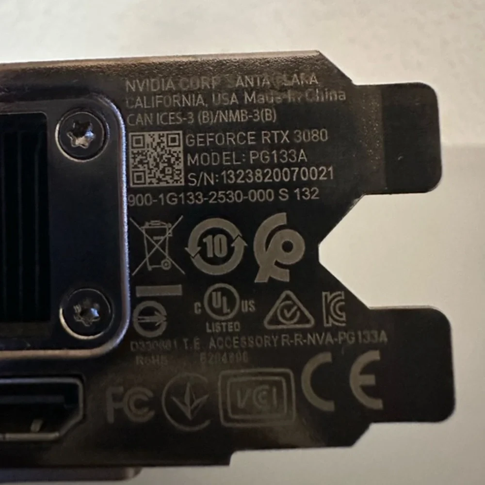 NVIDIA GeForce RTX 3080‎ Founders Edition 10GB Graphics Card+AGS850 Power Supply